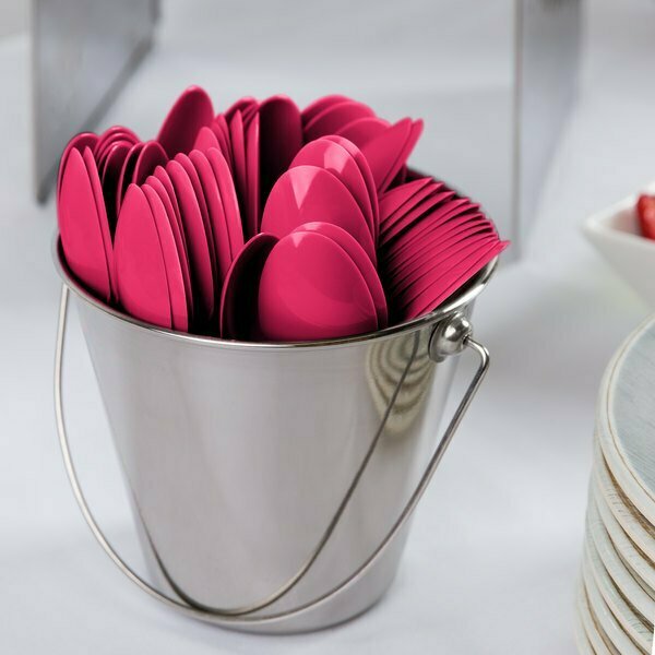 Creative Converting 6 1/8in Hot Magenta Pink Heavy Weight Plastic Spoon, 288PK 286SPOONRS